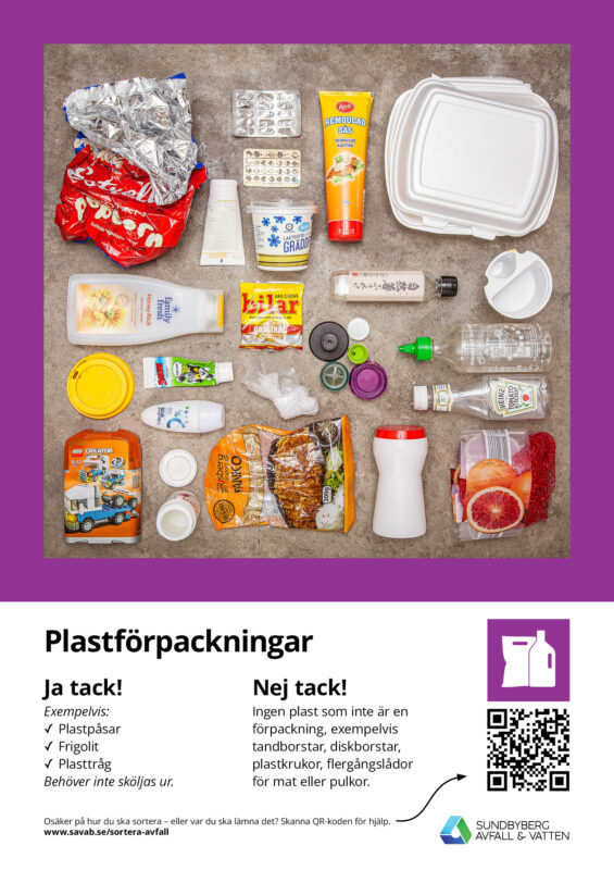 Sorteringsaffisch för plastförpackningar