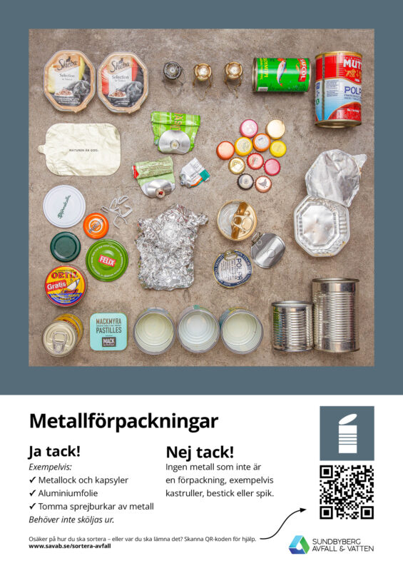 Sorteringsaffisch för metallförpackningar