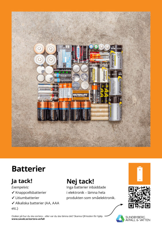 Sorteringsaffisch för batterier