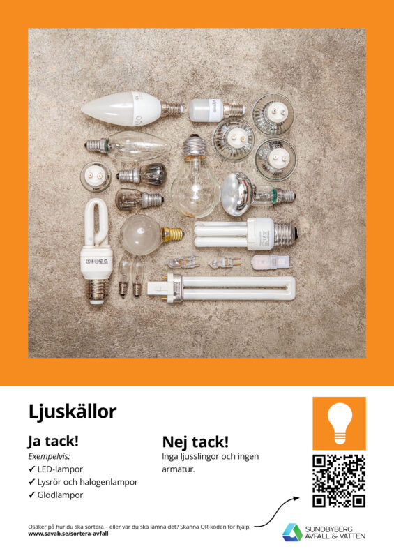 Sorteringsaffisch för ljuskällor