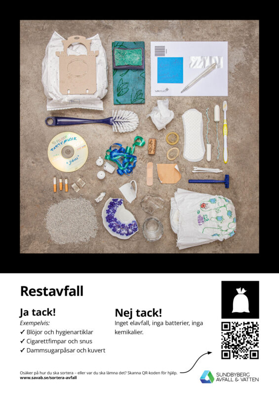 Sorteringsaffisch för restavfall
